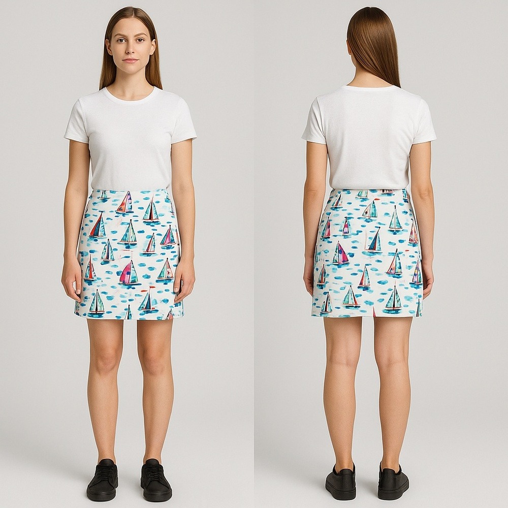 NWT Talbots Womens Sailboat‎ Print Skirt 10 Petite
